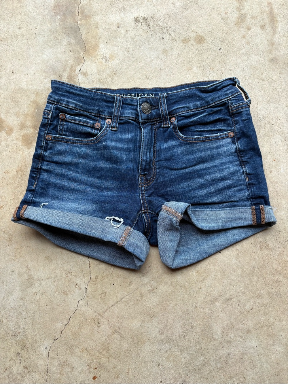 #37 American Eagle Outfitters blue midi denim shorts